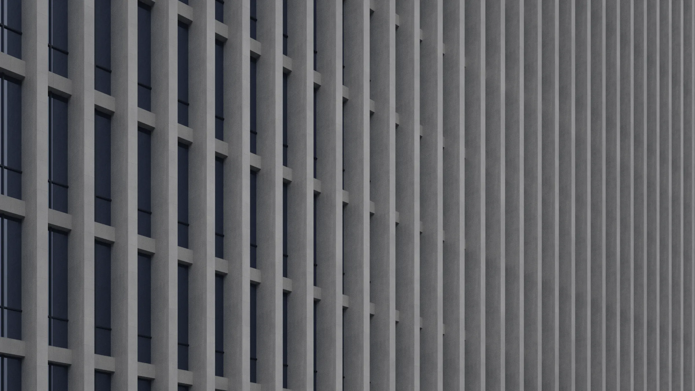 Geometric stone and glass façade of a modern public building